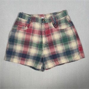 Vintage Michael G. High Waisted Retro Shorts Women 13 (27) Plaid Twill 3” Inseam